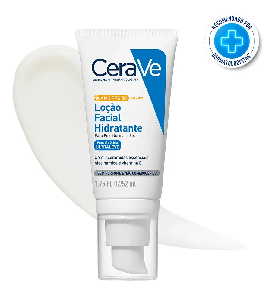 Protetor Solar para Pele Seca — CeraVe Loção Facial Hidratante AM FPS50 aprovado pelo Crivo LoveSkin