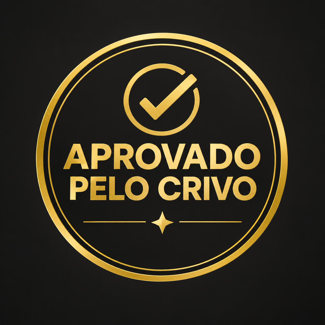 Selo Aprovado pelo Crivo em contorno dourado, como aparece no Bloco de Recomendação do LoveSkin