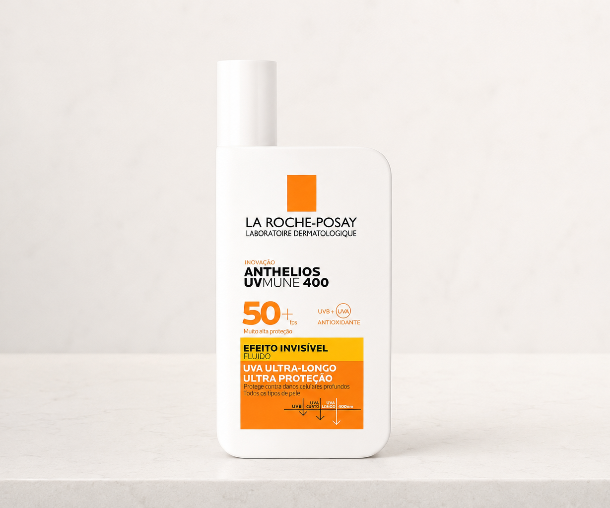 Protetor solar pele sensível: Linha Anthelios UVMune Fluido FPS50+ sobre a Pia LoveSkin