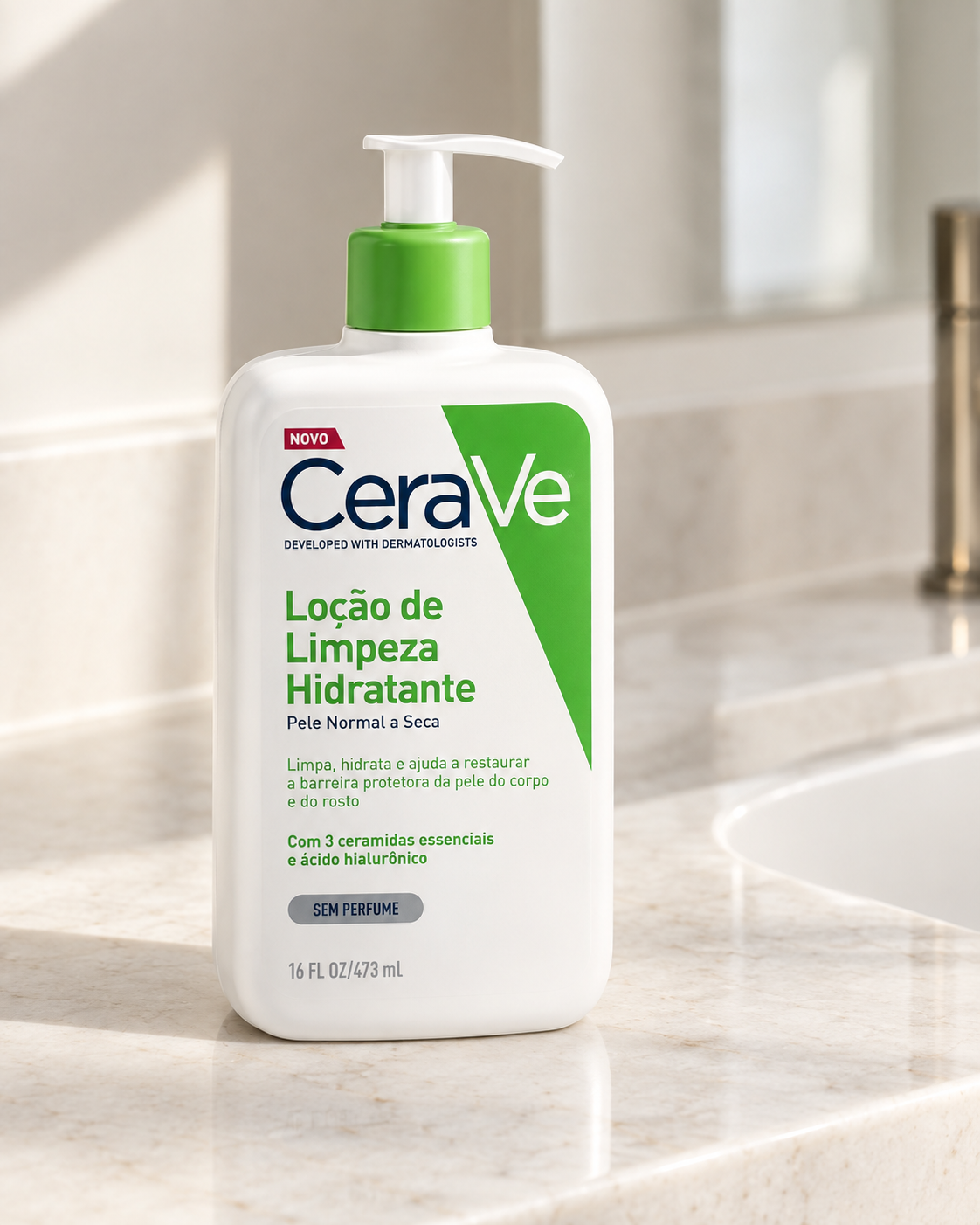 limpeza facial para pele seca com CeraVe Loção de Limpeza Hidratante