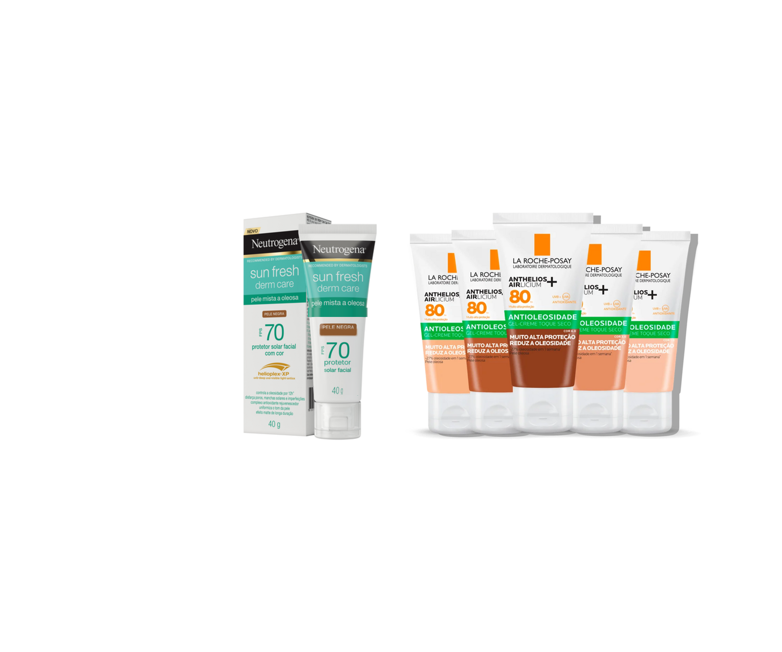 Protetor solar para pele negra — Neutrogena Sun Fresh Derm Care FPS 70 e La Roche-Posay Anthelios Airlicium Cores Escuras